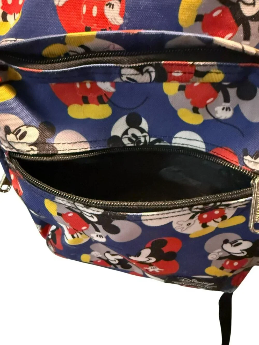 Disney Loungefly Mickey Mouse Blue Backpack With Zippered Front Pocket